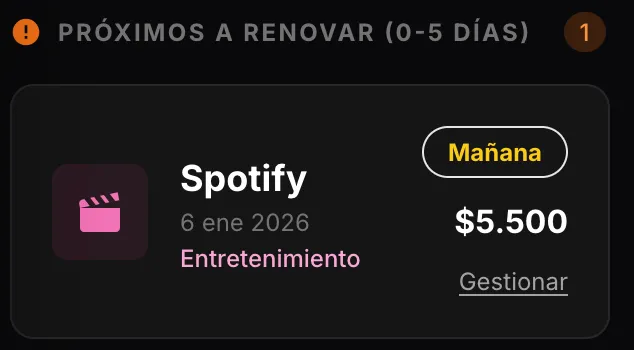 Próxima renovación